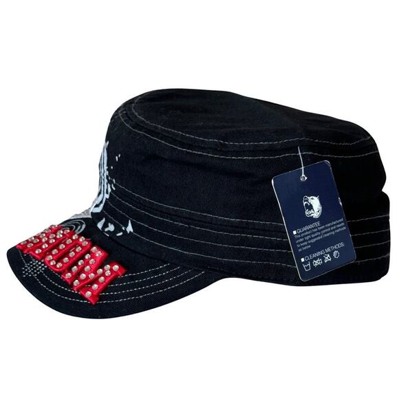 Premium Hat Cap Womens One Size‎ Black Red Baseball Mom Embroidery Rhinestone - Picture 4 of 9